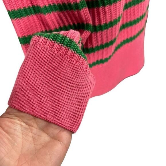 Gant NWT Women's Pink Green Striped Rib Knit Long Sleeve Pullover Sweater Medium - Picture 7 of 14